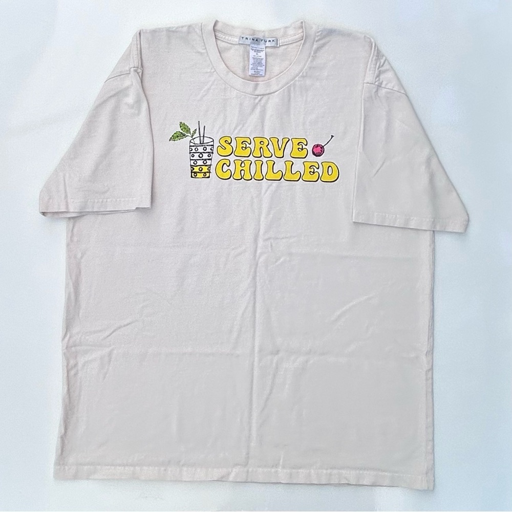 Trina Turk PS Souvenir Tee Serve Chilled Graphic T Shirt Men’s XL 100% Cotton